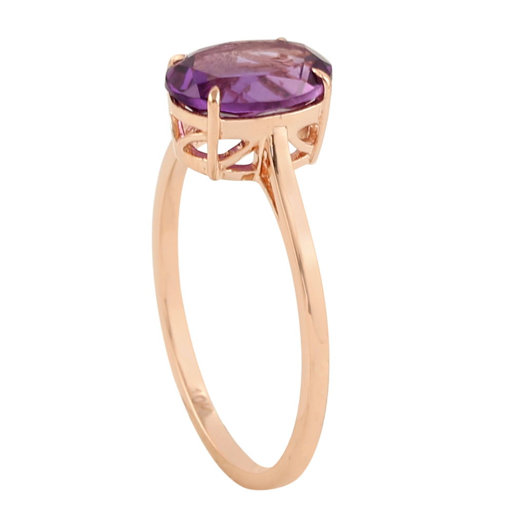 Oval Cut Amethyst February Birthstone Solitaire Ring In 10K Rose Gold