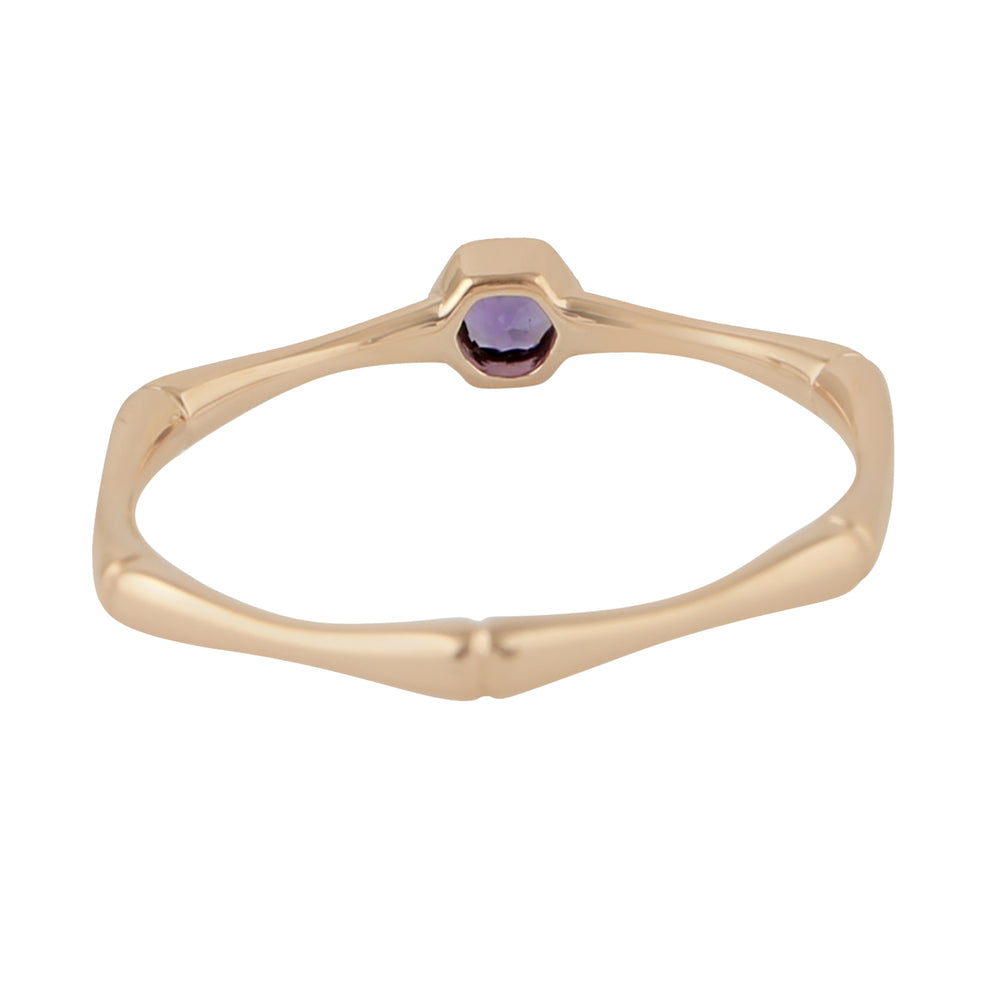 10K Rose Gold Bezel Amethyst Gemstone Band Ring