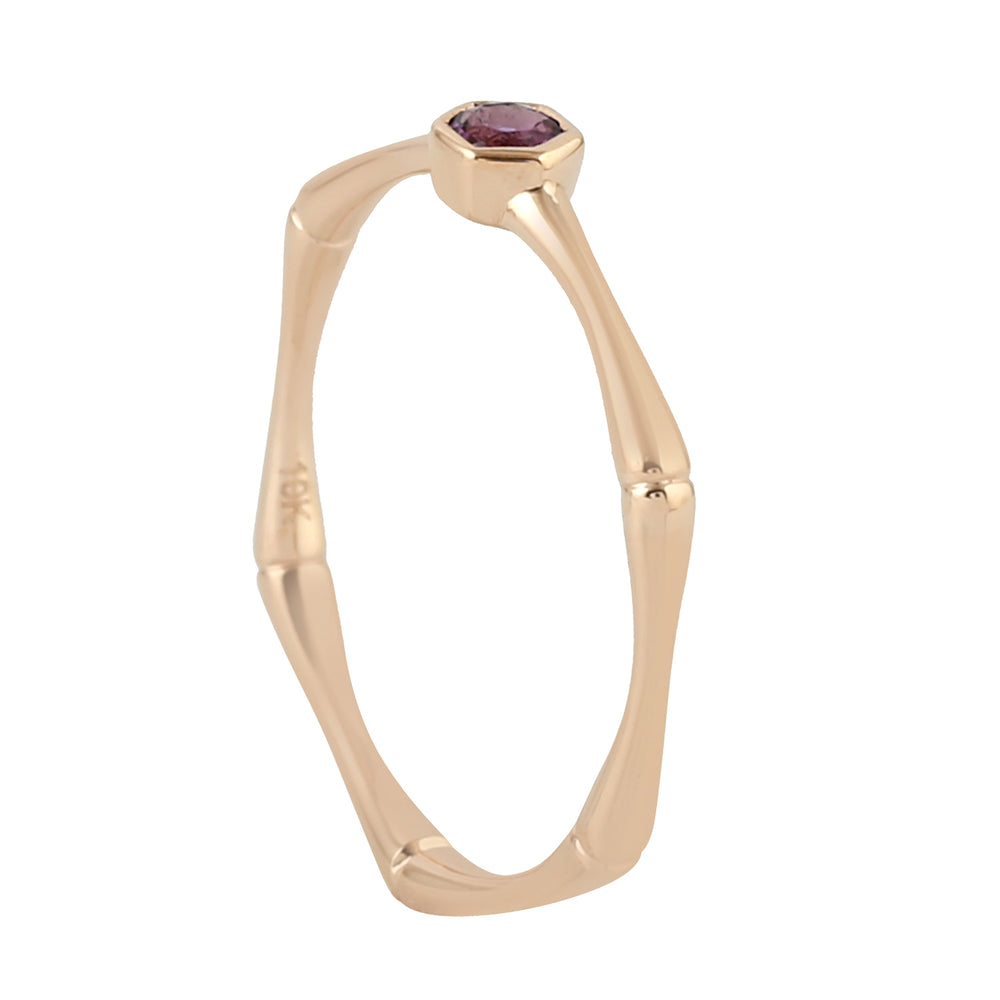 10K Rose Gold Bezel Amethyst Gemstone Band Ring