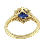 Natural Blue Sapphire Prong Diamond Solitaire Ring In 18K Yellow Gold For Women's