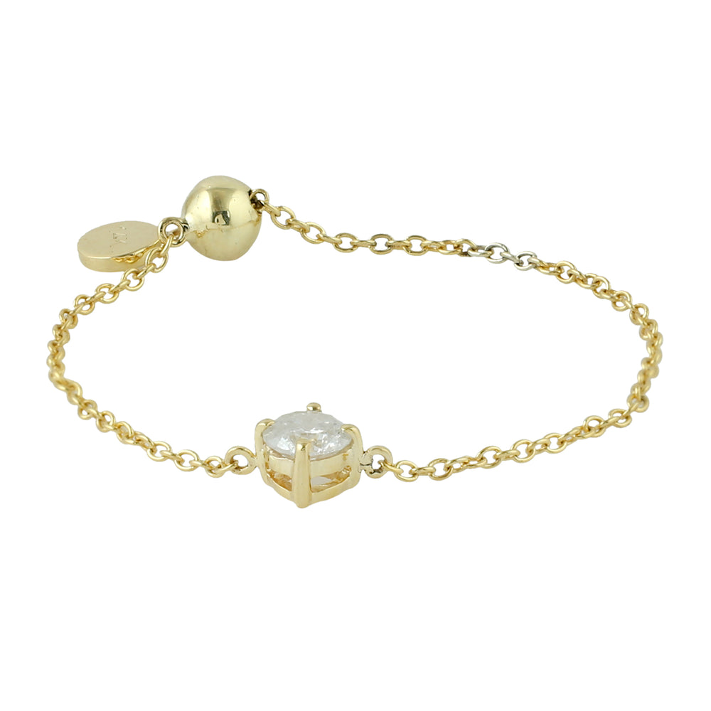 Natural Diamond Chain Design Delicate Ring In 14k Yellow Gold