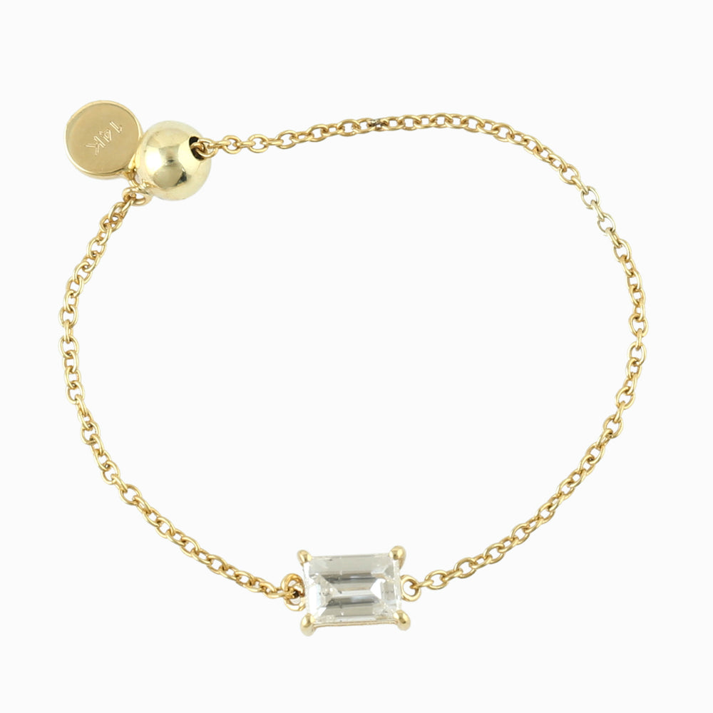 Baguette Diamond Chain Design Delicate Ring In 14k Yellow Gold