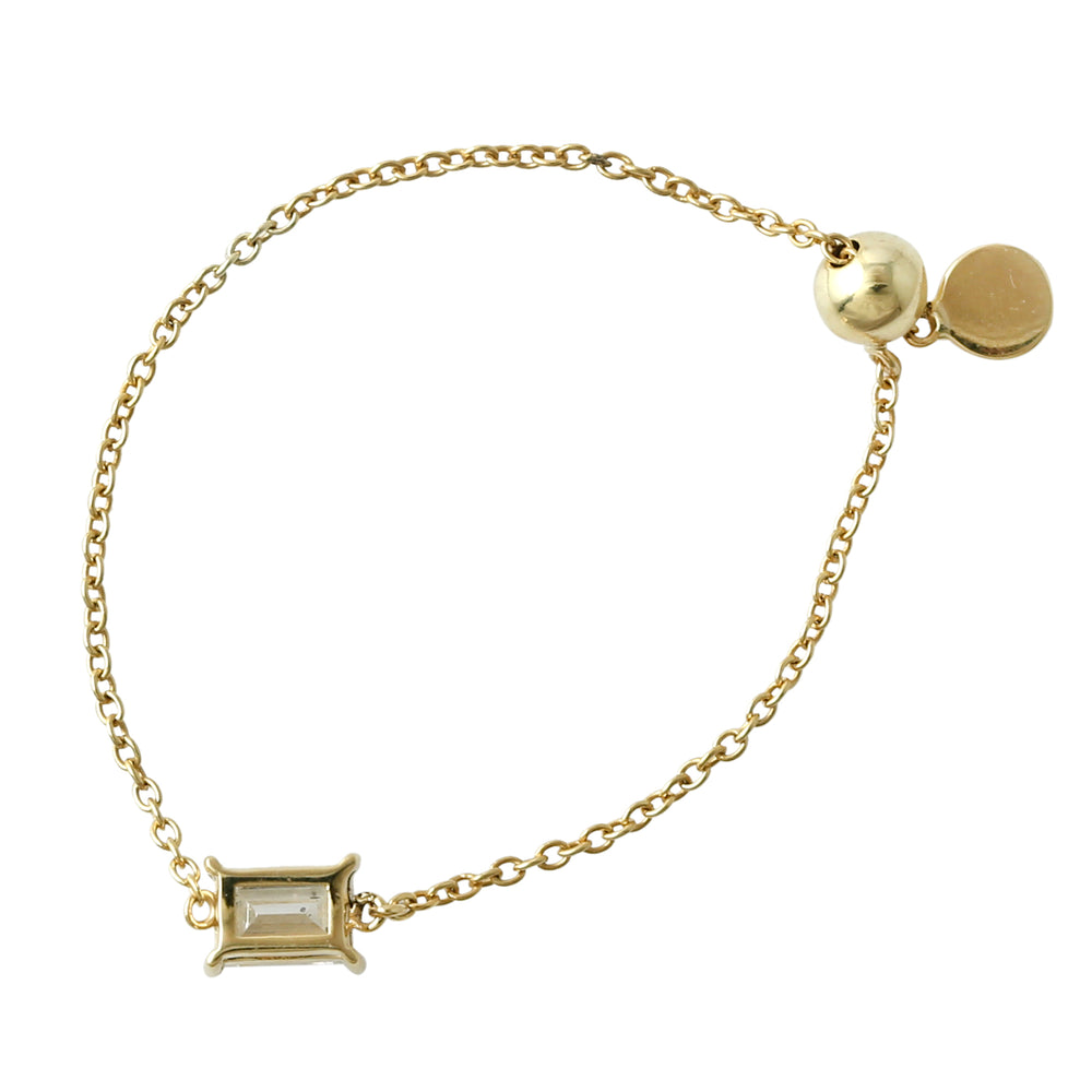 Baguette Diamond Chain Design Delicate Ring In 14k Yellow Gold