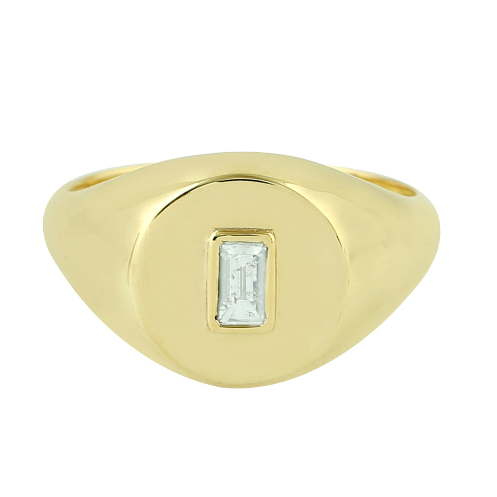 Baguette Diamond Designer Signet Ring In Solid Gold