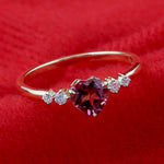 Pink Tourmaline Prong Diamond Heart Ring In Yellow Gold