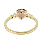 Pink Tourmaline Prong Diamond Heart Ring In Yellow Gold