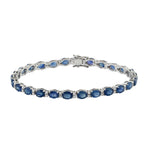 Prong Set Sapphire Diamond Tennis Bracelet In 18k White Gold Gift