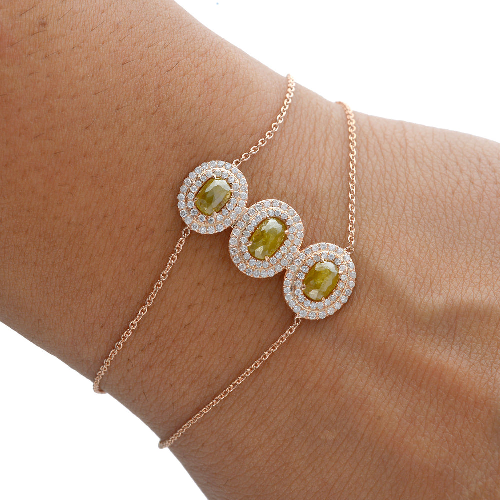 Oval Cut Ice Diamond Fixed and Flexible Bracelet in 18K Rose Gold Fine Jewelry