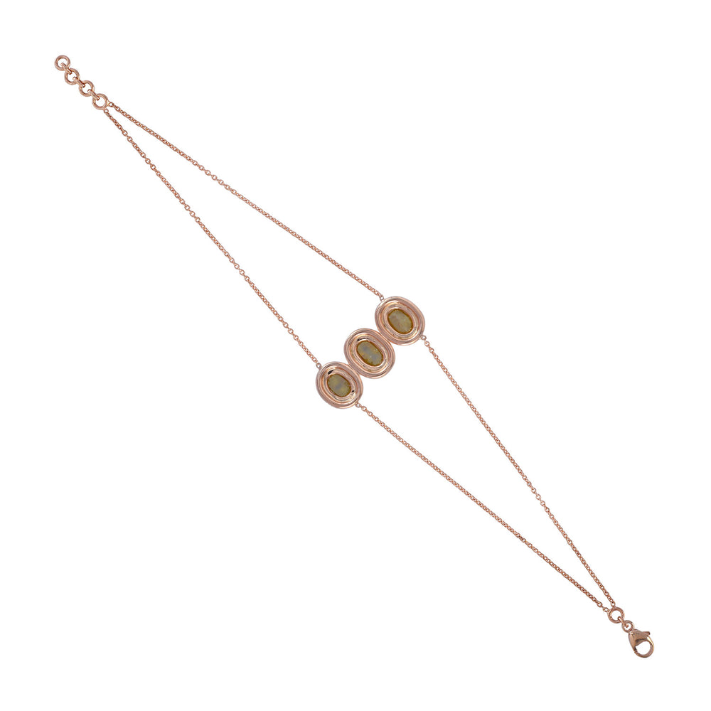 Oval Cut Ice Diamond Fixed and Flexible Bracelet in 18K Rose Gold Fine Jewelry