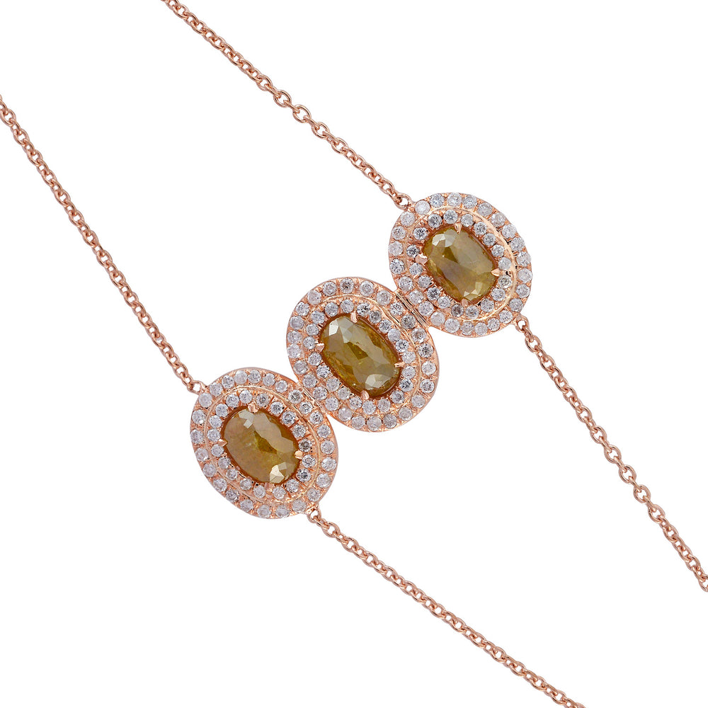 Oval Cut Ice Diamond Fixed and Flexible Bracelet in 18K Rose Gold Fine Jewelry