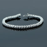 18K White Gold Pave Diamond Tennis Design Fixed & Flexible Bracelet