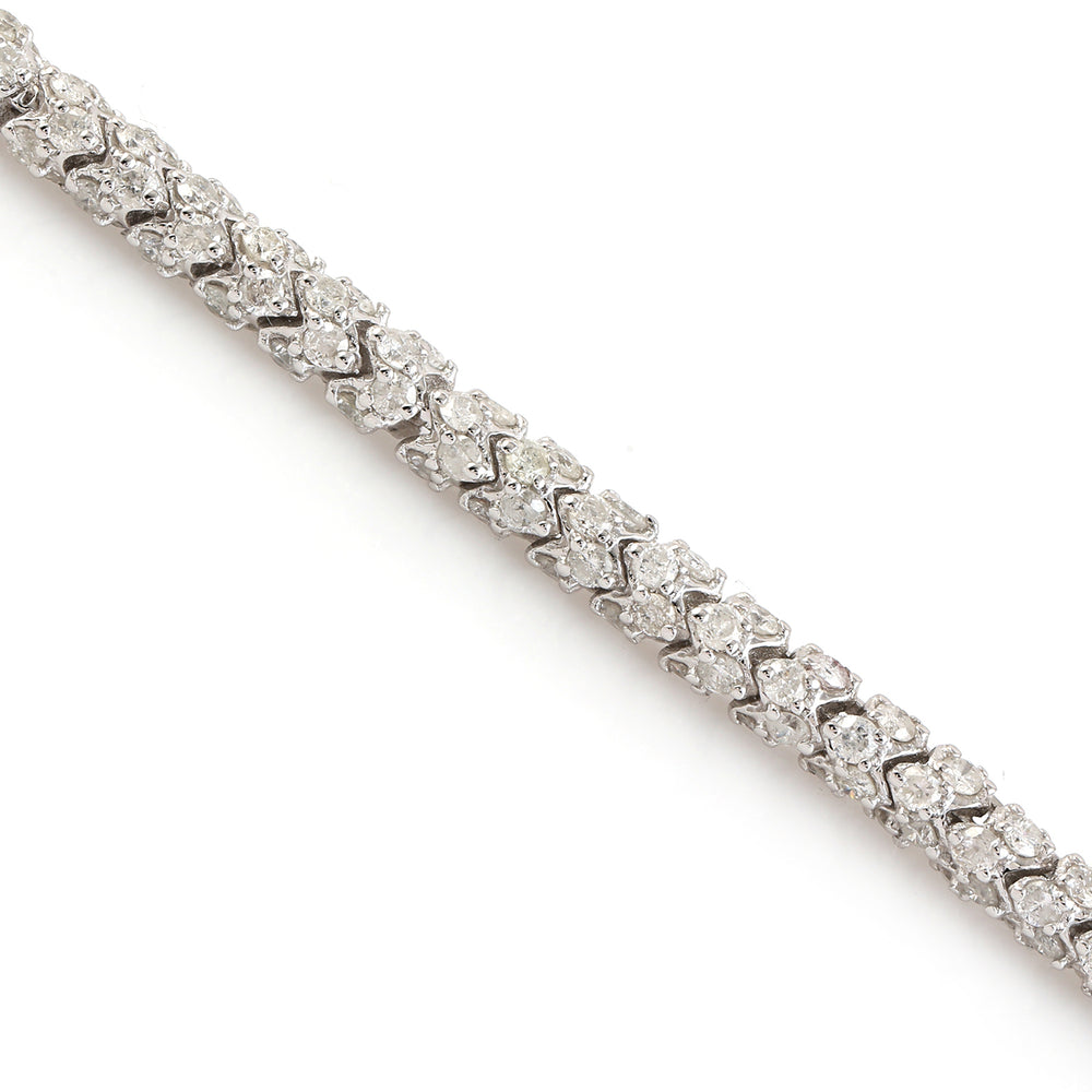 18K White Gold Pave Diamond Tennis Design Fixed & Flexible Bracelet