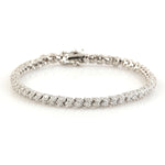 18K White Gold Pave Diamond Tennis Design Fixed & Flexible Bracelet