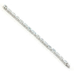 Faceted Aquamarine Prong Set 18k White Gold Link Chain Designer Bracelet For Birthday Gift