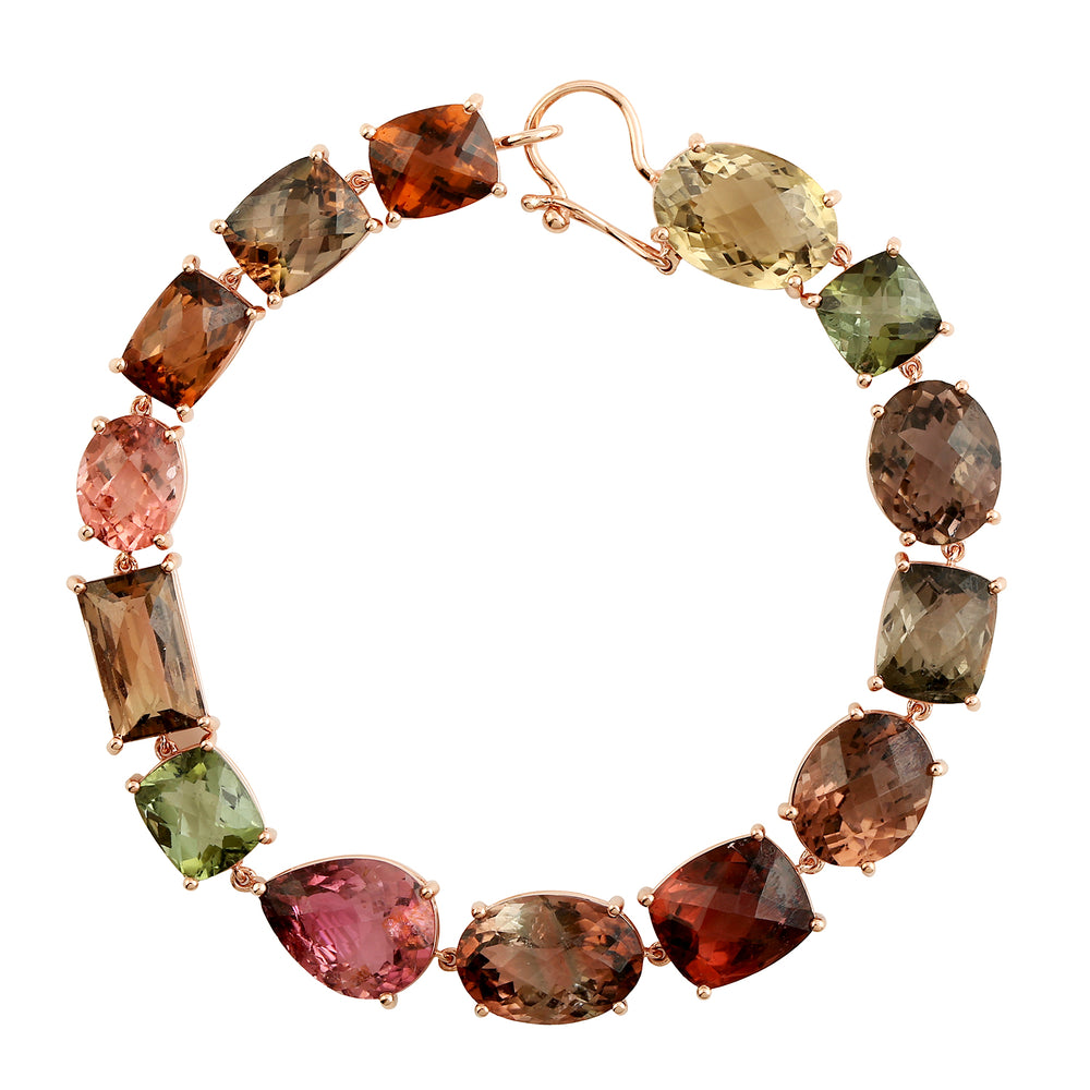 Multi-Color Tourmaline Mixed-Cut Bracelet in 18K Rose Gold