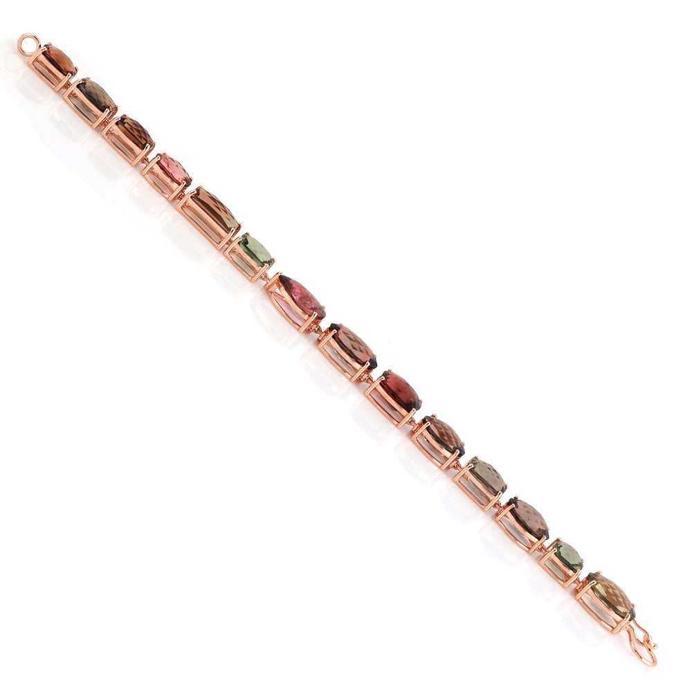 Multi-Color Tourmaline Mixed-Cut Bracelet in 18K Rose Gold