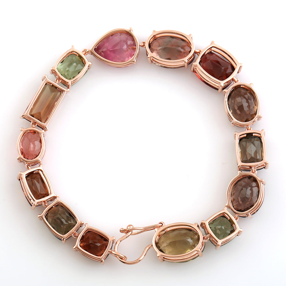 Multi-Color Tourmaline Mixed-Cut Bracelet in 18K Rose Gold
