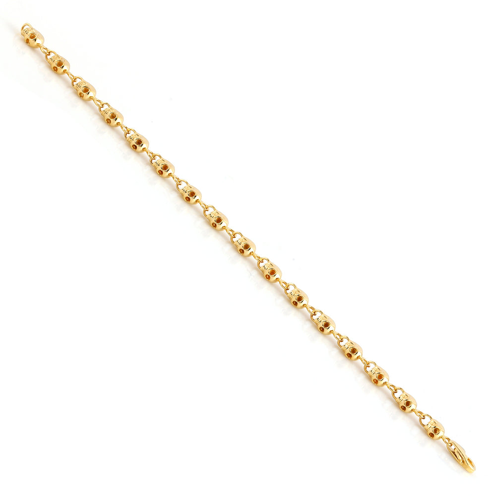 14k Yellow Gold Skull Linking Bracelet Halloween Jewelry