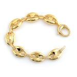 14K Yellow Gold Pave Diamond Link Chain Designer Bracelet Jewelry For Gifts