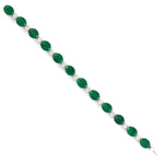 Oval Cut Faceted Emerald Oval Diamond Link Designer Bracelet In 18k White Gold For Her