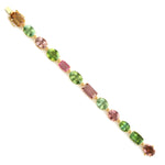 Faceted Tourmaline Beautiful Link 18k Yellow Gold Chain Bracelet For Women