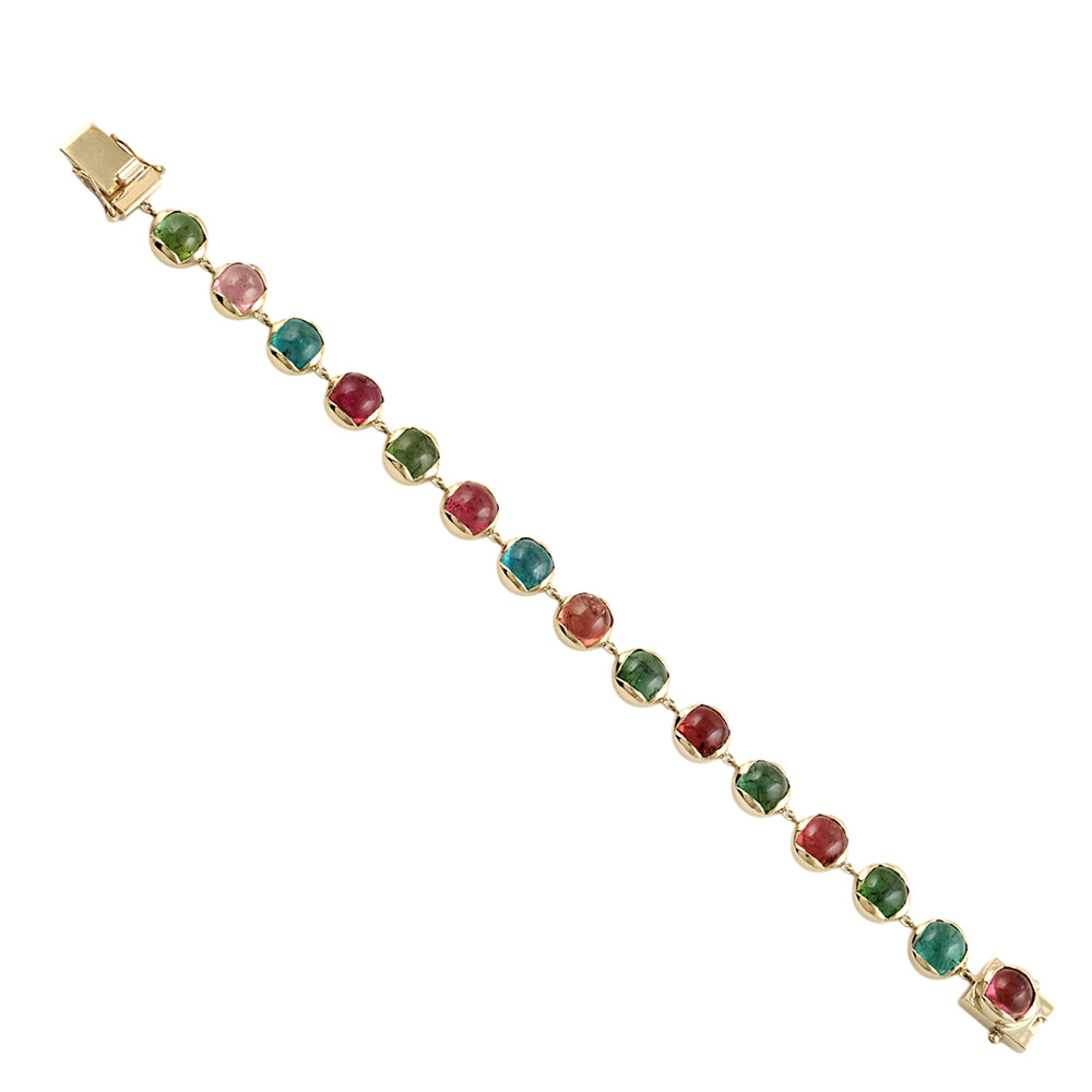 Cabochon Multi-Tourmaline Bracelet in 14K Yellow Gold