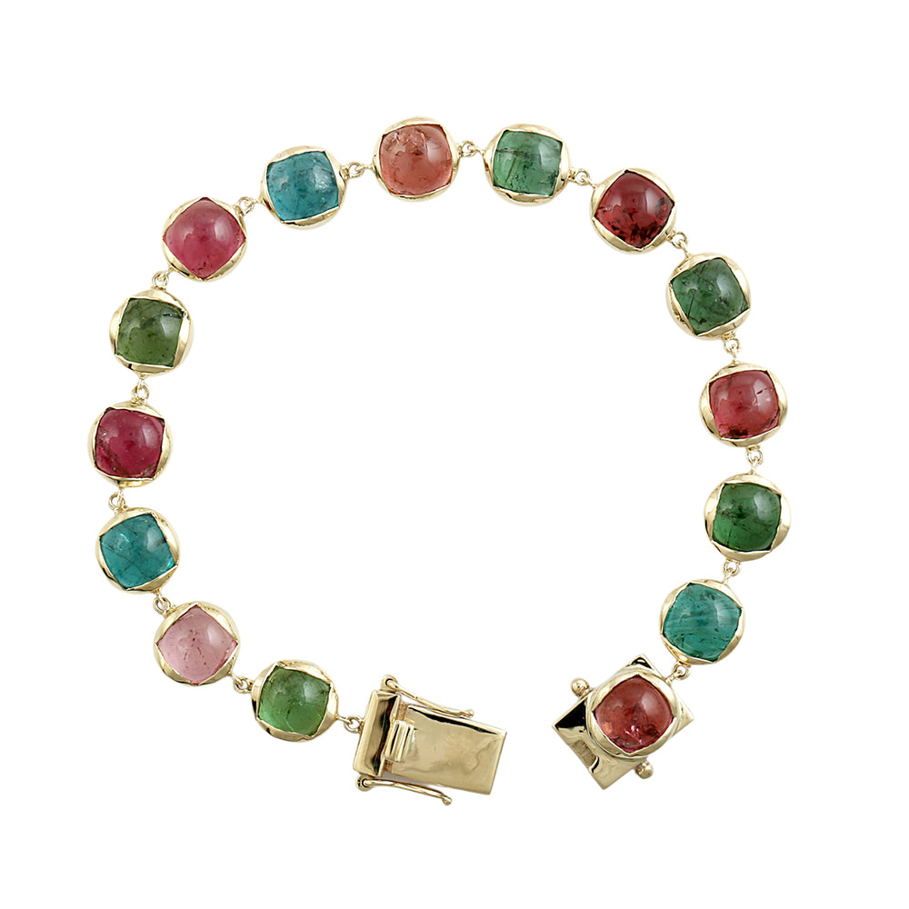Cabochon Multi-Tourmaline Bracelet in 14K Yellow Gold