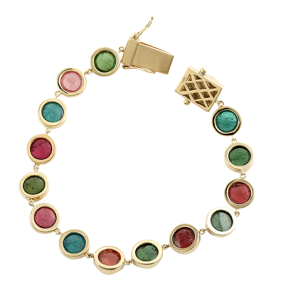 Cabochon Multi-Tourmaline Bracelet in 14K Yellow Gold