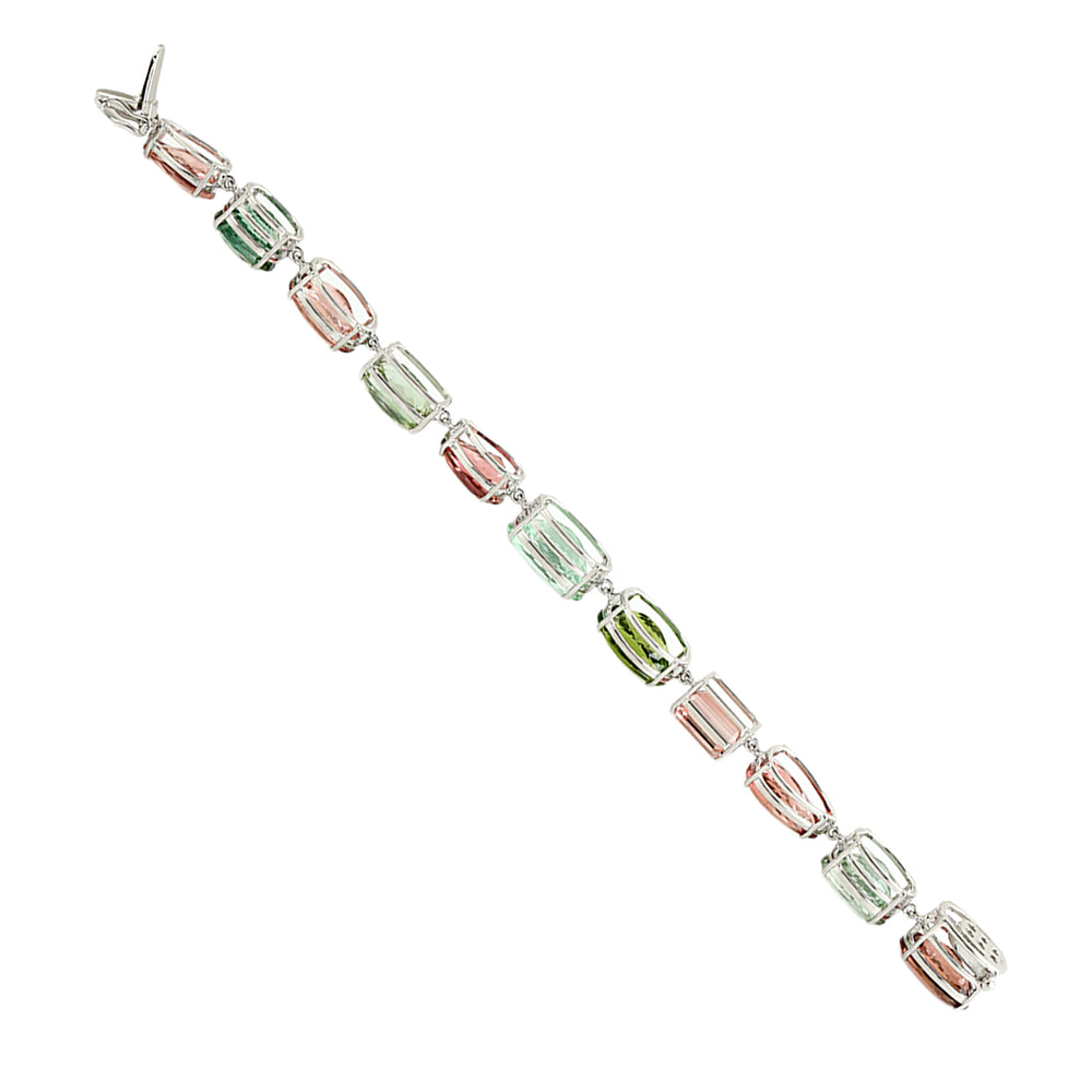 Mixed Tourmaline Multi-Shape Gemstone Bracelet in 14K White Gold