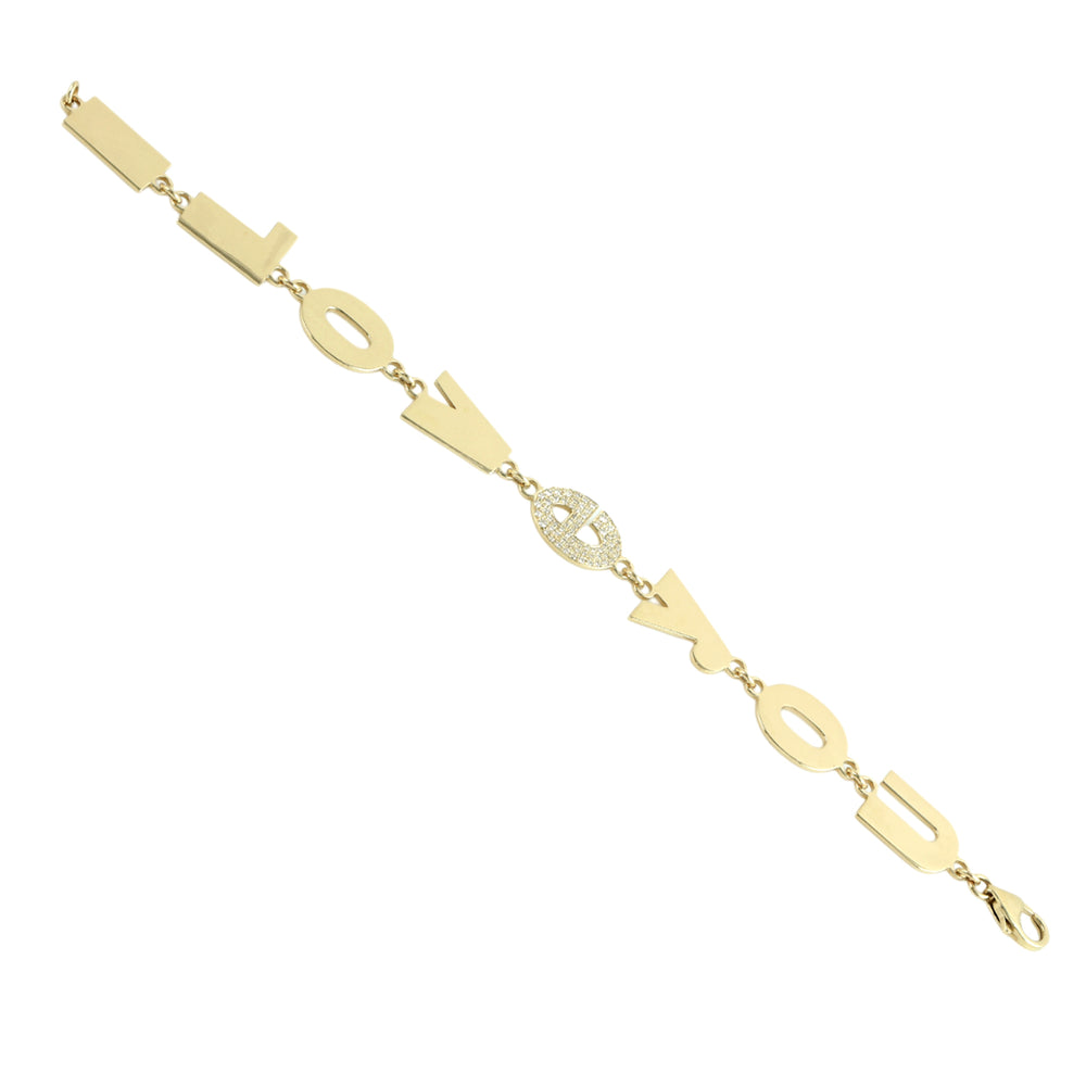 “LOVE” Letter Link Diamond Accent Bracelet in 14K Yellow Gold