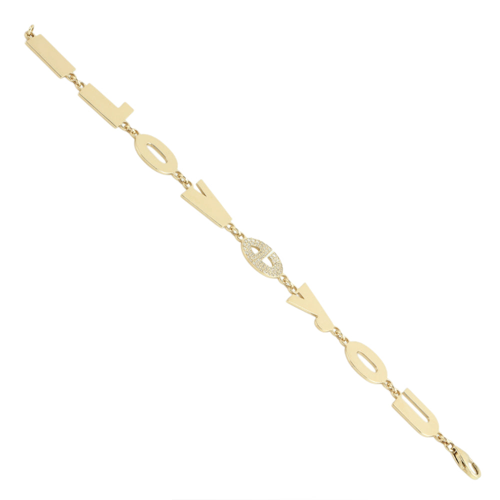 “LOVE” Letter Link Diamond Accent Bracelet in 14K Yellow Gold