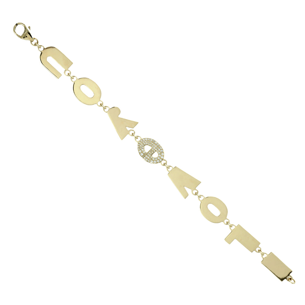 “LOVE” Letter Link Diamond Accent Bracelet in 14K Yellow Gold