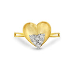 Natural Diamond Handmade Heart Ring In 14K Yellow Gold