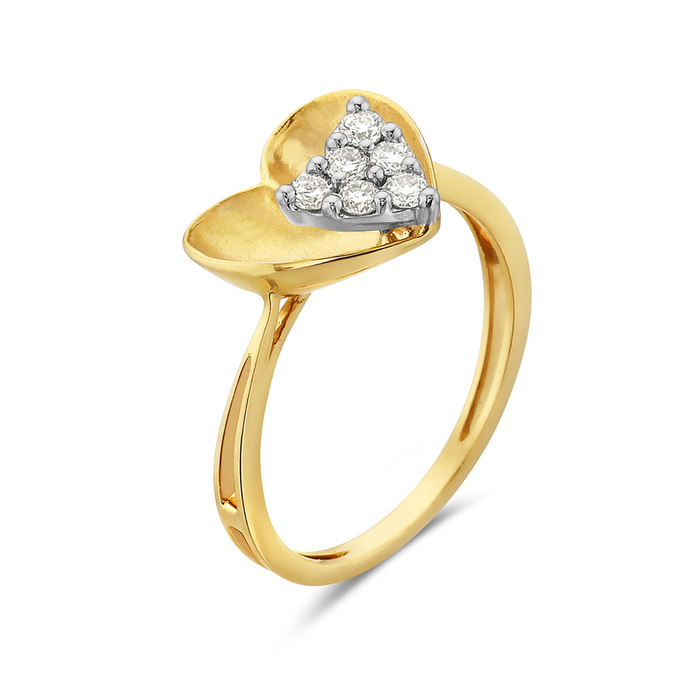 Natural Diamond Handmade Heart Ring In 14K Yellow Gold