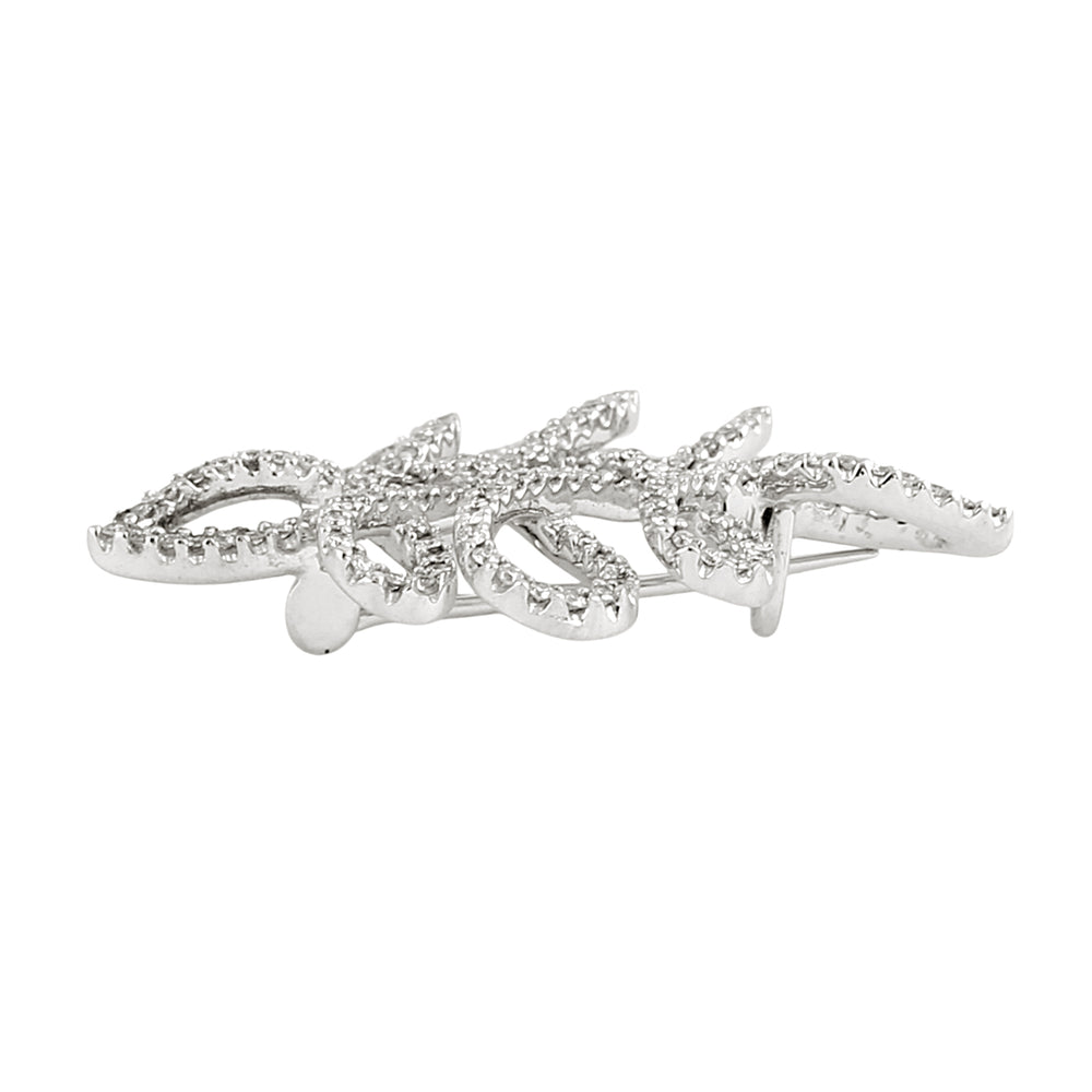 Elegant Diamond Infinity Loop Brooch in 18K White Gold