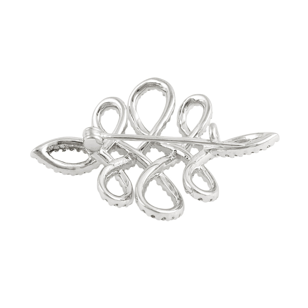 Elegant Diamond Infinity Loop Brooch in 18K White Gold