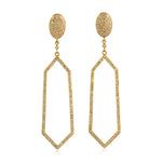 18K Yellow Gold Pave Natural Diamond Long Dangler Earrings For Women's