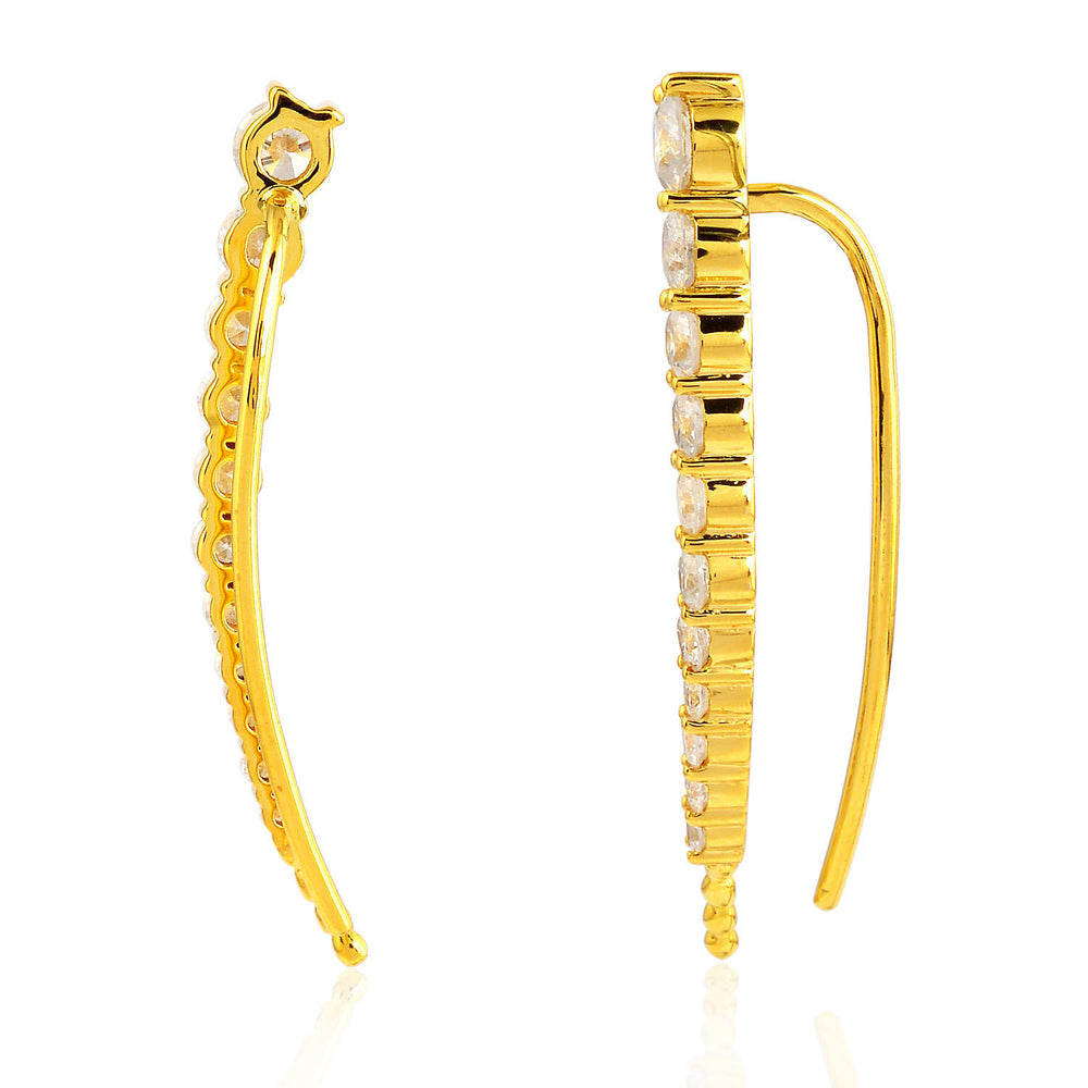 Graduated Round Diamond Ear Climber Earrings in 18K Yellow Gold