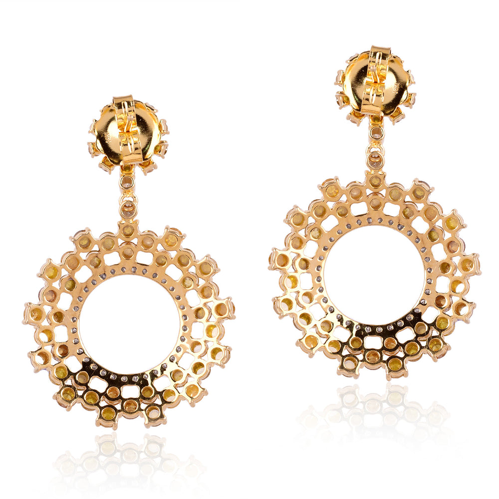 18K White Gold Round Cluster Earrings Pave Natural Ice Diamond For Women's