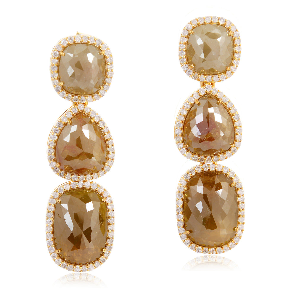 Stunning Ice Diamond Designer Danglers In 18K Yellow Gold Wedding Gifts