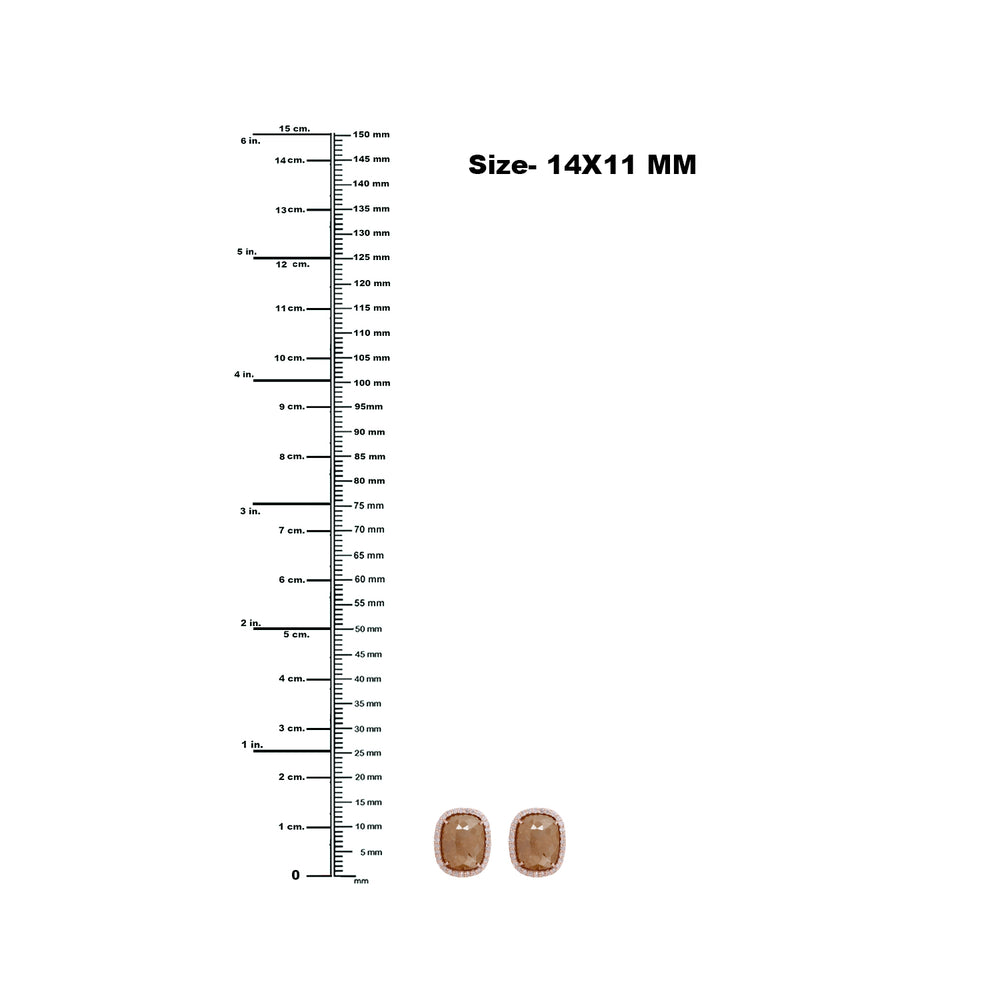 18K Rose Gold Prong Ice Diamond Designer Stud Earrings