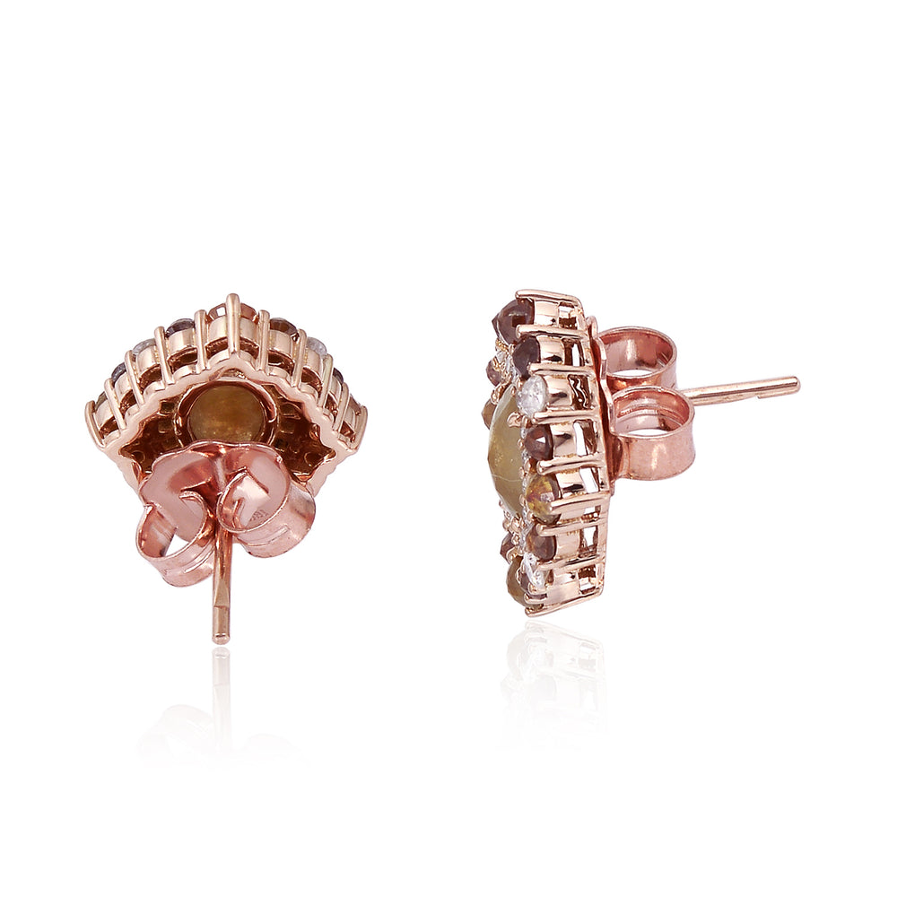 Ice Diamond Cluster Halo Stud Earrings in 18K Rose Gold
