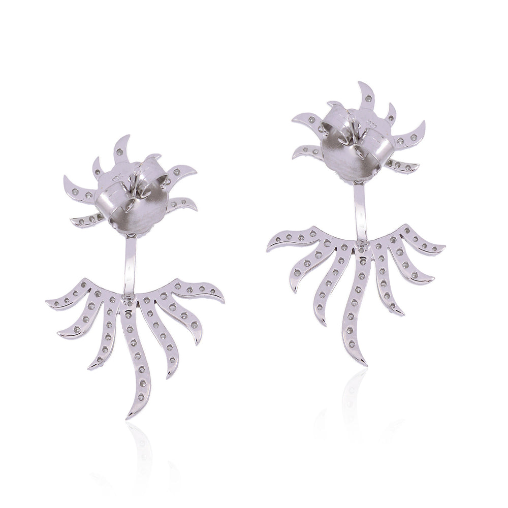 Sunburst Diamond Ear Jacket Earrings in 18K White Gold