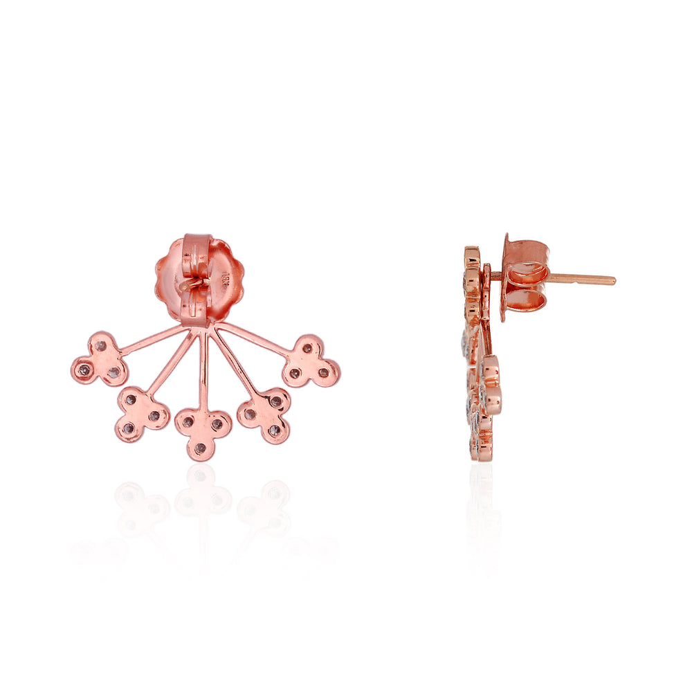 Bezel Set Diamond Fan Jacket Earrings in 18K Rose Gold