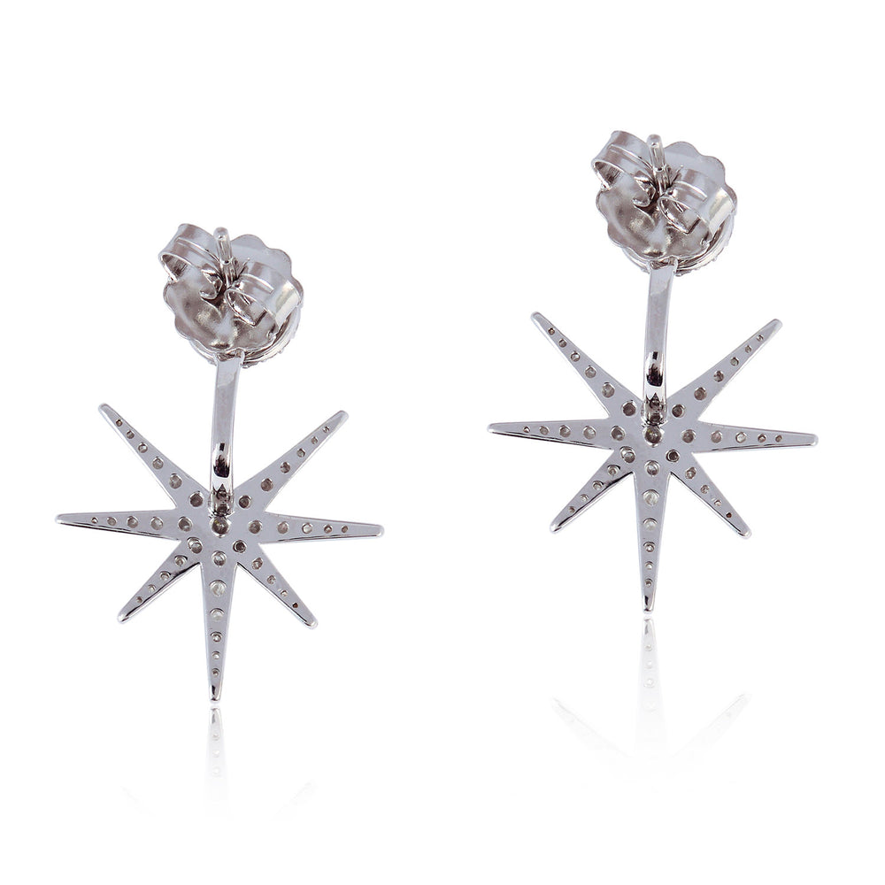 Diamond Starburst Ear Jacket Earrings in 18K White Gold
