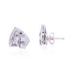 18K White Gold Bezel Set  Uncut Diamond Triangle Stud Earrings For Her