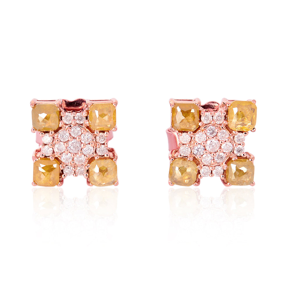 Ice Diamond Pave Designer Stud In 18K Rose Gold For Birthday Gifts