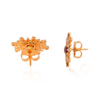 Oval Cut Ice Diamond Sunburst Stud Earrings In 18K Yellow Gold For Her