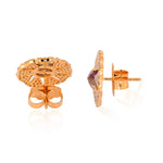 Solid Yellow Gold Prong Round Ice Diamond Sun Light Stud Earrings For Women's