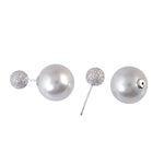 18K White Gold Ball Cut Pearl June Birthstone Pave Diamond Tunnels Earrings For Her